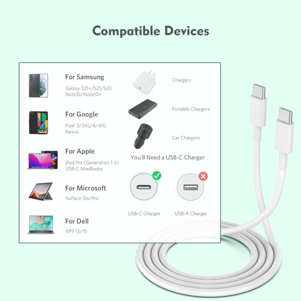 iPhone 15 Charger 5Pack (6/6/6/6/6 ft) USB C to USB C Cable(60W/3A) USB C Charger Cable Fast Charging for iPhone 15 Pro/Plus/Pro Max,iPad Mini 6/ Pro 2021,MacBook Pro,Samsung Galaxy S23 and More - Image 6