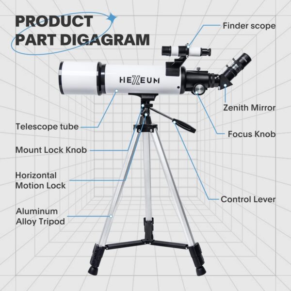 Telescope 80mm Aperture 600mm - Astronomical Portable Refracting, Fully Multi-Coated High Transmission Coatings AZ Mount with Tripod Phone Adapter, Wireless Control, Carrying Bag - Image 6