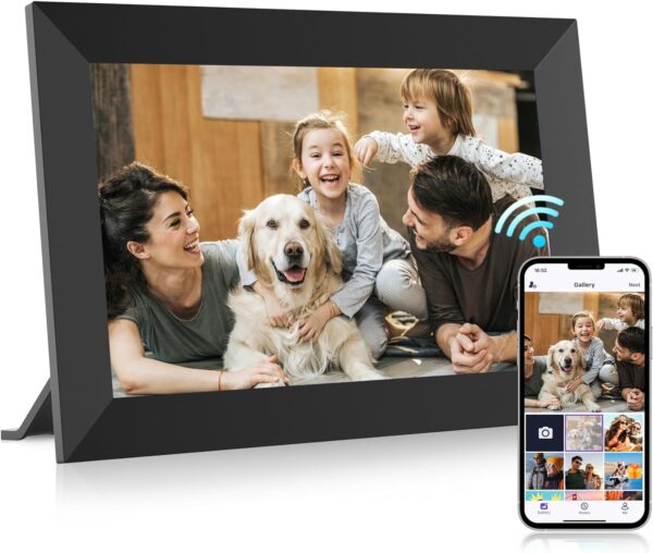 MaxAngel Digital Picture Frame 10.1 Inch WiFi Electronic Photo Frame 32GB Storage SD Card Slot Desktop IPS Touch Screen HD Display Auto-Rotate Slideshow Share Videos Photos Remotely Via Uhale App