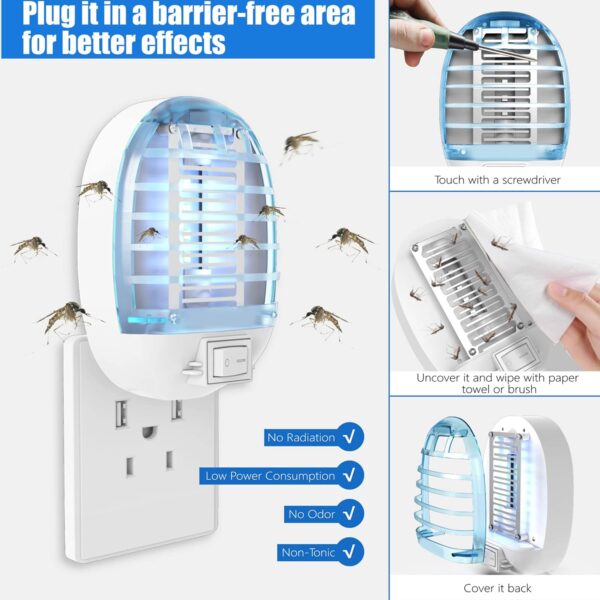 Bug Zapper Indoor, Electronic Fly Trap Insect Killer, Mosquitoes Killer Mosquito Traps with Blue Lights for Living Room, Home, Kitchen, Bedroom, Baby Room, Office(6 Packs) - Image 4