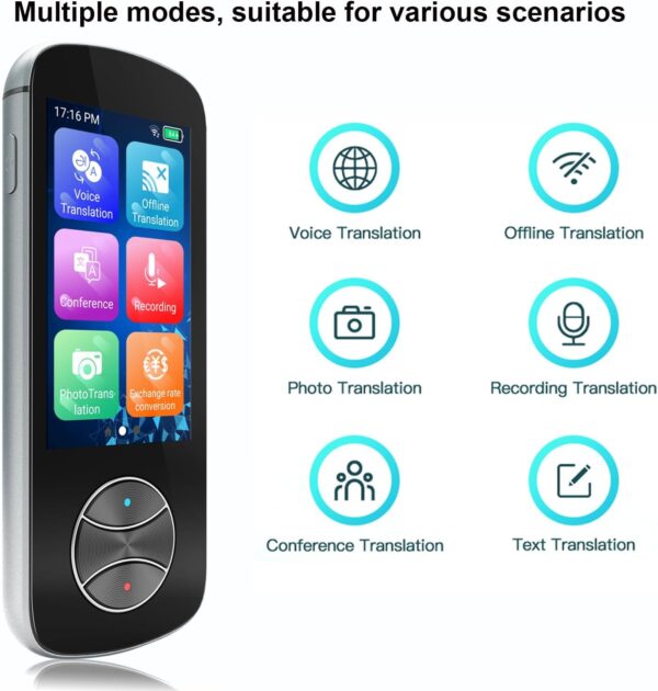 Language Translator Device No WiFi Needed, Instant Two Way Language Translator with 137+ Languages, Offline/Photo/AI Translator Device 2024 Voice Translator for Travel Business Learning - Image 5