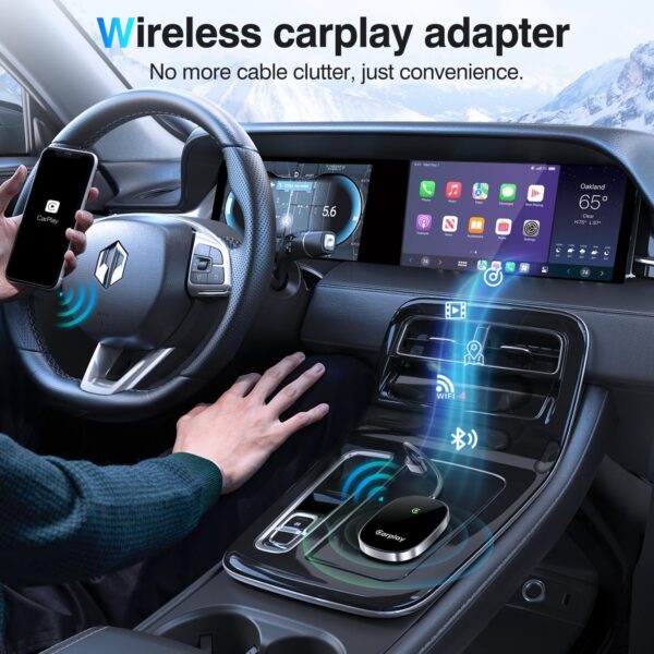 Vevavi Wireless CarPlay Adapter 2024 Upgraded, Converts Factory Wired CarPlay to Wireless, Plug and Play Car Play Wireless Adapter, Compatible with iPhone Multi-User Seamless Connection - Image 2