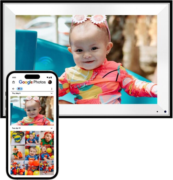 Digital Photo Frame WiFi Smart Digital Picture Frame Unlimited Storage Share Photo with Family and Friend via App Email Google Photos Instagram Web Browser Photo Frame Electronic 10.1 Inch Mat