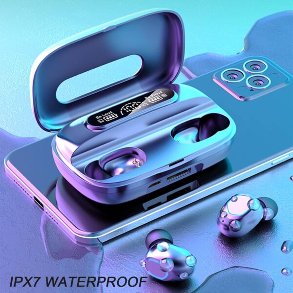 CZRXLLGD New Wireless Earbuds Bluetooth 5.2 Headset, IPX7 Waterproof, LED Battery Display auriculares,120 Hours Play time with Charging Box, 3D Stereo Audio Full Touch Screen Headset with Microphone - Image 4