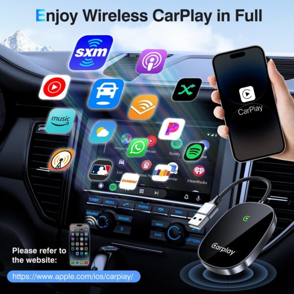 Vevavi Wireless CarPlay Adapter 2024 Upgraded, Converts Factory Wired CarPlay to Wireless, Plug and Play Car Play Wireless Adapter, Compatible with iPhone Multi-User Seamless Connection - Image 8