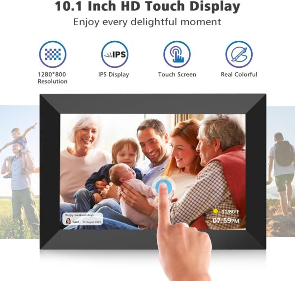 MaxAngel Digital Picture Frame 10.1 Inch WiFi Electronic Photo Frame 32GB Storage SD Card Slot Desktop IPS Touch Screen HD Display Auto-Rotate Slideshow Share Videos Photos Remotely Via Uhale App - Image 3