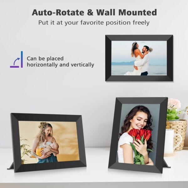 MaxAngel Digital Picture Frame 10.1 Inch WiFi Electronic Photo Frame 32GB Storage SD Card Slot Desktop IPS Touch Screen HD Display Auto-Rotate Slideshow Share Videos Photos Remotely Via Uhale App - Image 4