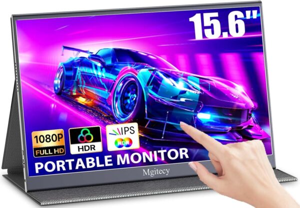 Touchscreen Portable Monitor,15.6inch 1080P USB C Hdmi Travel Monitor for Laptop with Ultra-Slim IPS Display w/Smart Cover & Dual Speakers, Portable Screen for Laptop Pc Phone Mac Xbox Ps5 Switch