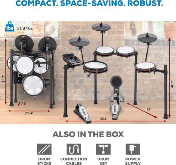 Alesis Nitro Max Kit Electric Drum Set with Quiet Mesh Pads, 10" Dual Zone Snare, Bluetooth, 440+ Authentic Sounds, Drumeo, USB MIDI, Kick Pedal - Image 6