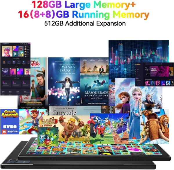 Newest 2024 Android 13 Tablet, 128GB+16(8+8 Expand)GB/512GB Expandable, Octa-Core Tablet with 5G WiFi, 8000mAh Battery, 10.1 inch Tablet with 21MP Camera, Tablet with Keyboard, Bluetooth, Mouse, Case. - Image 2