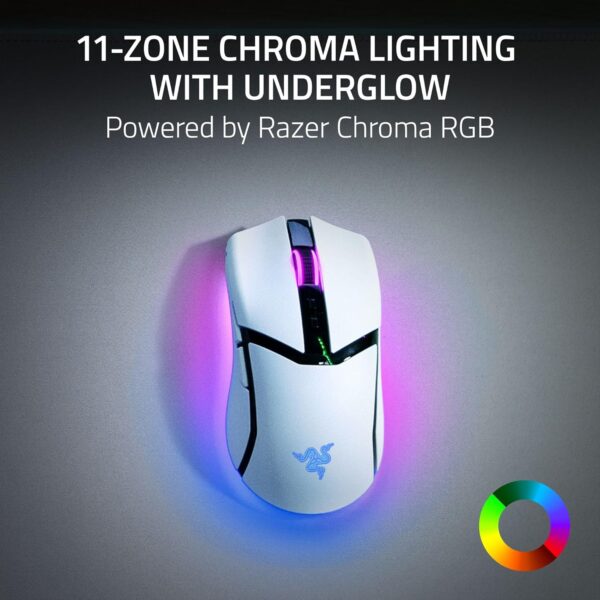 Razer Cobra Pro Wireless Gaming Mouse: 10 Customizable Controls - Chroma RGB Lighting - 30K Optical Sensor - Gen-3 Optical Switches - 2.4GHz, Bluetooth & USB Type C - Up to 170 Hr Battery - White - Image 3