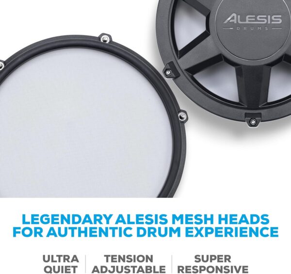 Alesis Nitro Max Kit Electric Drum Set with Quiet Mesh Pads, 10" Dual Zone Snare, Bluetooth, 440+ Authentic Sounds, Drumeo, USB MIDI, Kick Pedal - Image 8